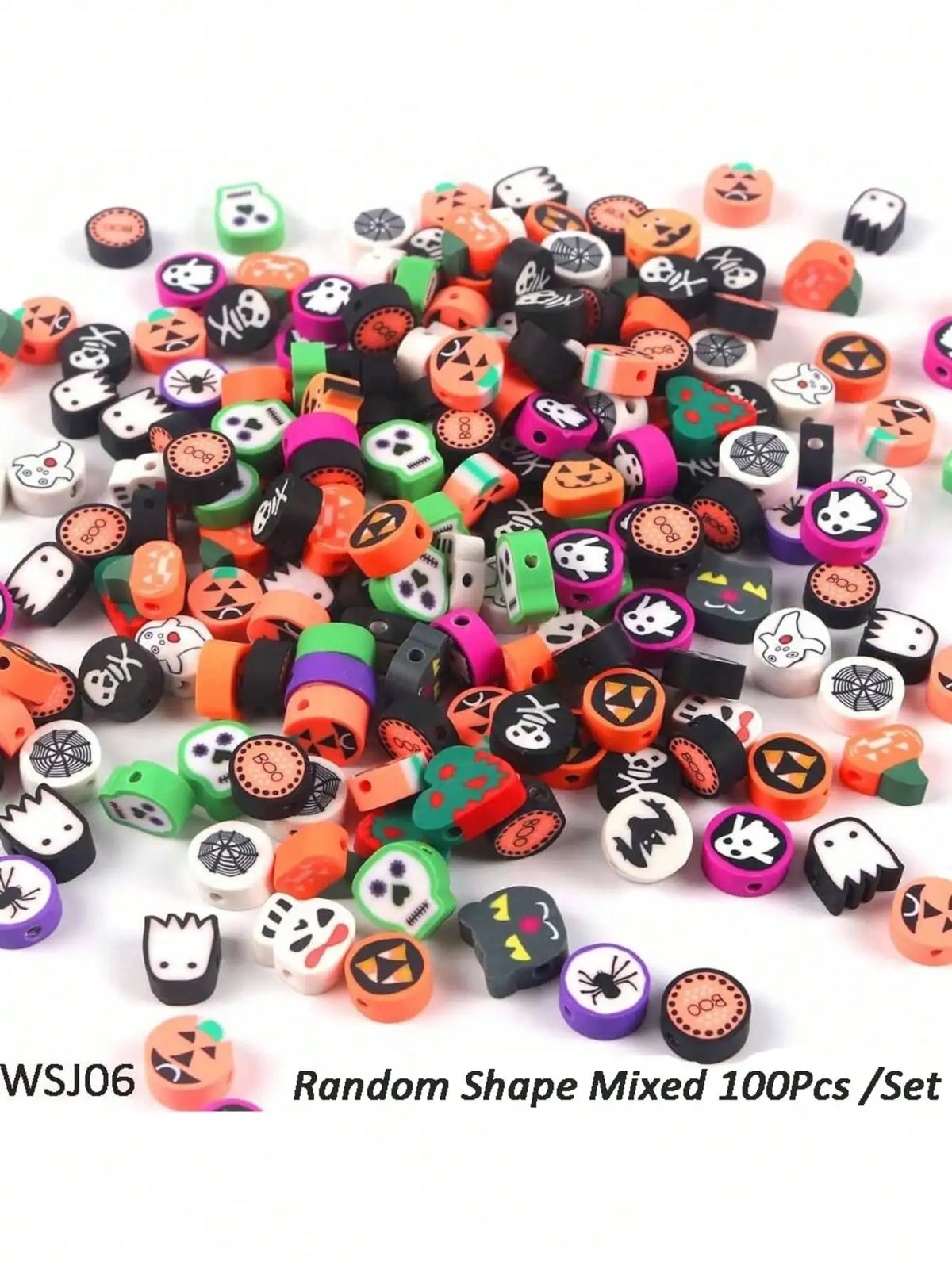 A set of 100 random shape polymer clay beads and findings for bracelet making