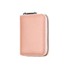 A light pink minimalist RFID blocking card wallet with a zipper pouch.