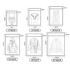 Dessins techniques montrant différentes tailles et dimensions pour des sacs d'envoi auto-scellants à motifs floraux.