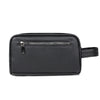 Pochette de soirée en cuir PU noir pour hommes avec fermeture éclair et sangle.