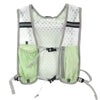 A light green and gray adjustable hydration running vest for fitness.