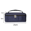 A dark blue insulated mini lunch bag with a handle, shown flat.