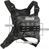 Black ultralight tactical chest bag with reflective strips and adjustable straps