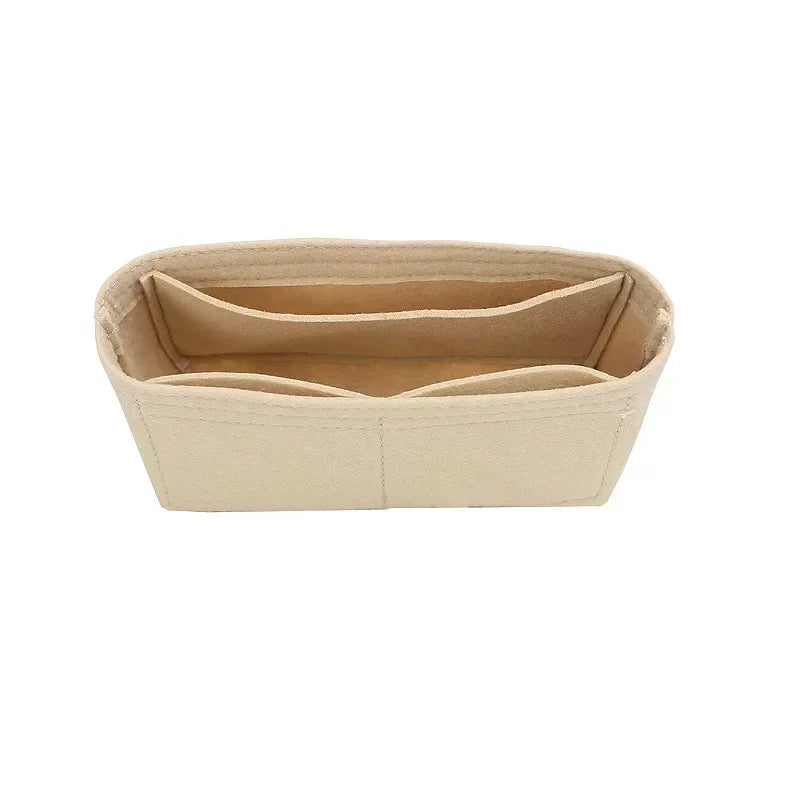 Organisateur en tissu beige pour mini sacs à main.