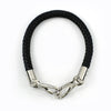 Black braided PU leather replacement bag strap with silver metal buckles