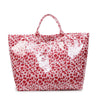 Pinkes Leopardenmuster-PVC-Taschenbeutel mit Henkel.