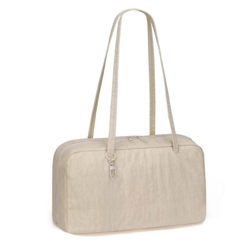 Leopard Print Nylon Shoulder Tote Bag