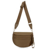 Braune karierte Crossbody-Tasche mit Lederriemen und goldenen Details