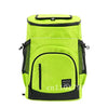 A bright lime green insulated travel cooler backpack with black accents.