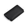 A black magnetic foldable ID card holder and coin purse shown from above.