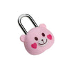 Pink cartoon bear combination padlock with a silver shackle.