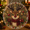 DIY pearl diamond painting reindeer suncatcher kit with a lace edge featuring sparkling deer and festive greenery