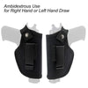 Black ambidextrous holster for a right or left hand, designed for concealed carry.