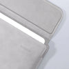 A light gray premium PU laptop sleeve for a notebook, shown from the side.