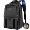 A gray insulated lunch and picnic backpack with a black strap and an open compartment.