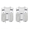 White hydration vest backpack for running and cycling with mesh panels and storage pockets