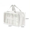 Bolsa de maquillaje y tocador de plástico blanco para separar húmedo y seco con ventana transparente y correa de tela.