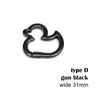 Pistolet noir de type D, calibre 31mm, avec un clip en forme de fleur de canard.