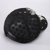 Black mesh snapback baseball cap decorated with floral sequins