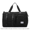 Black nylon travel duffle bag with a quilted pattern and two carrying handles