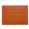 Braunes Echtes Kuhleder-ID-Kartenträger-Wallet mit horizontalen Stichlinien