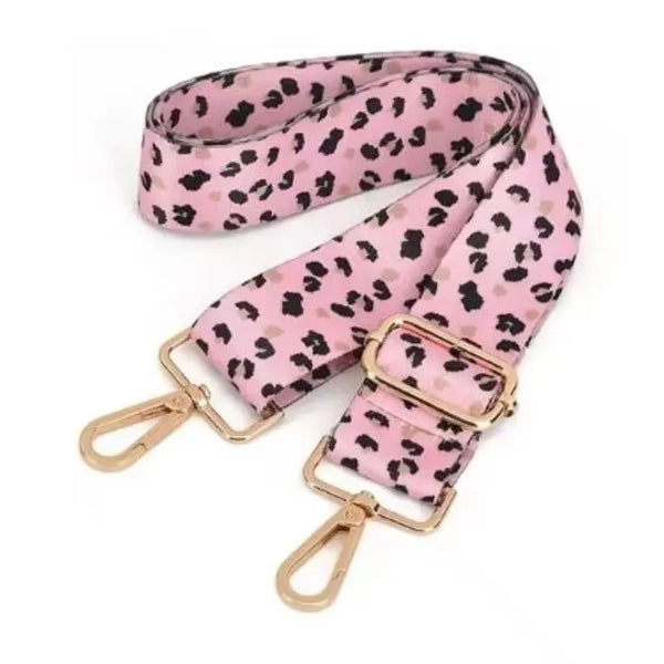 Pink leopard print adjustable strap for handbag or tote bag
