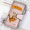 A pink women's long zipper handbag featuring a tiger graphic and the word forever