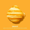 A golden silicone protective case for wireless earbuds is shown against an orange background.