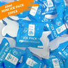 A close-up of a package containing 25 mini ice packs for cooling purposes.