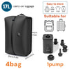 Black vacuum storage bags for carry-on luggage and organization, shown with accessories.