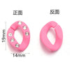 Pink acrylic link chain with small rhinestones shown from the front and back views