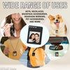 A variety of photo transfer keychains and tags are shown, including those attached to keys, necklaces, backpacks, and mirrors