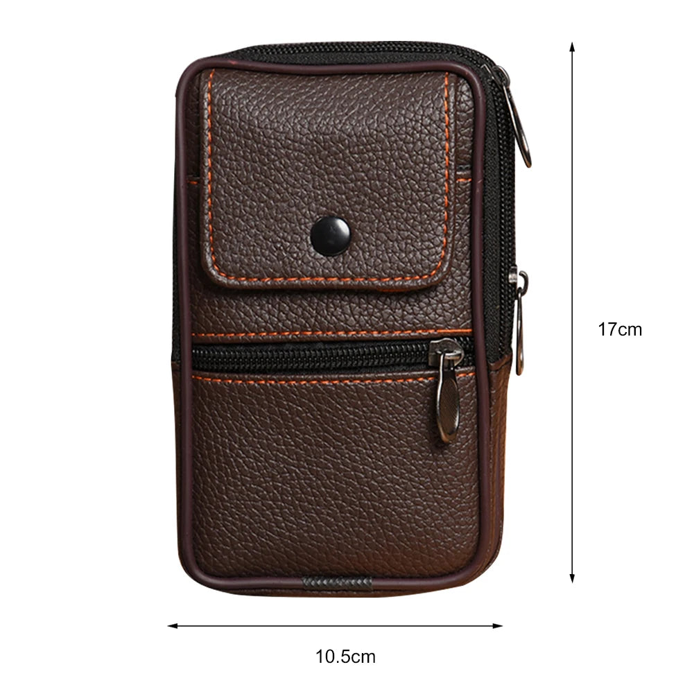 A dark brown vintage cowhide leather crossbody bag with a flap and zippered compartments.