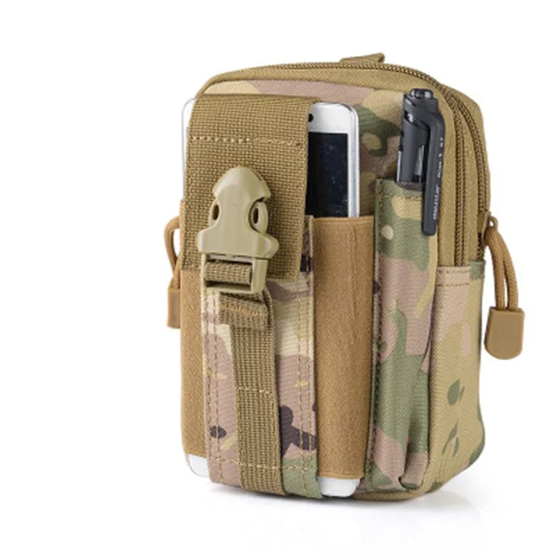 Tan taktische Tarnbeinsack mit Smartphone und Stift