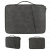 Funda protectora gris oscuro para tabletas y portátiles con asa de transporte.