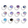 A set of nine folding table bag hooks featuring colorful marble and starry sky designs.
