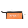 Orange tool kit organizer bag with black trim and dimensions 280mm by 130mm