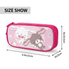 Pink zippered pencil case featuring a cute bunny design for school supplies.