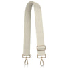 A beige nylon crossbody bag strap with gold-toned hardware.