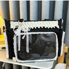Bolso cruz Y2K de encaje blanco y negro con frente de plástico transparente