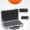 Boîte à outils portable en aluminium avec serrure, doublure intérieure et insert en éponge optionnel.