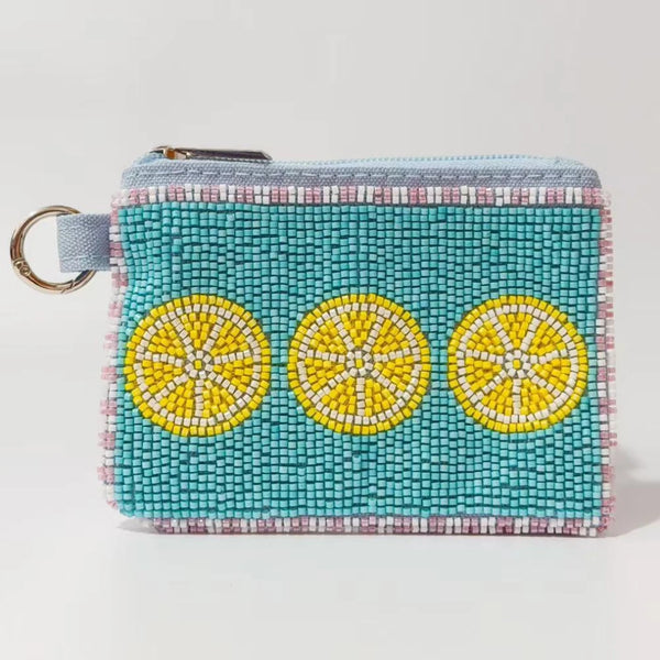 Boho Beaded Coin Purse with Coconut Tree Design
