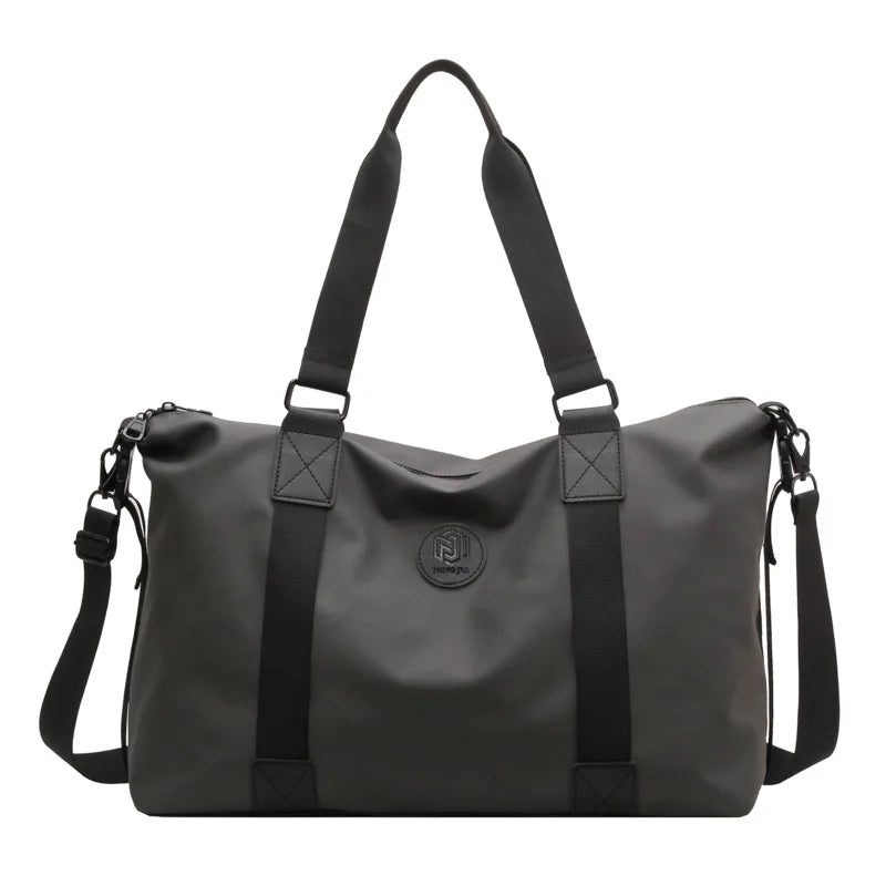 A black Versatile Oxford Cloth Travel Tote Bag with shoulder straps.