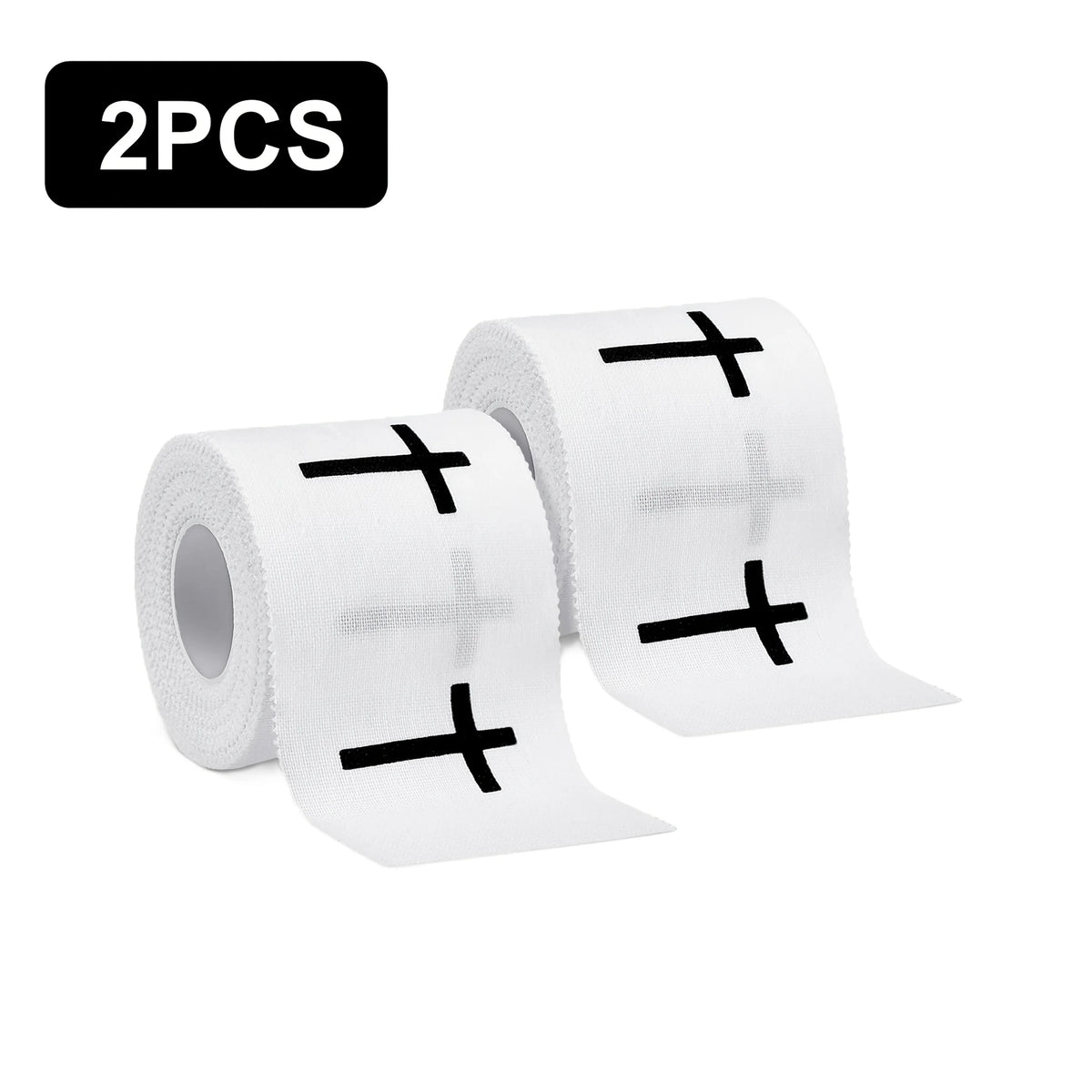 Two white athletic wristbands rolled on, packaged as a 2 pack.