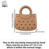 A round tan PVC handbag featuring a DIY hole design on the body.
