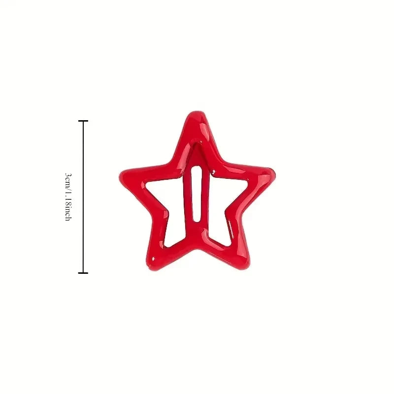 A single bright red vintage star shaped hair clip or barrette.