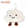 White cloud shaped plush keychain with brown feet