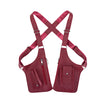 Maroones Kunstleder-Umhängetasche mit Brieftasche, im X-förmigen Design.