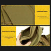 A close-up of a olive green nylon waist bag showing its premium fabric and multi-pocket design.