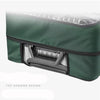 A dark green waterproof luggage protector cover with a top opening design.